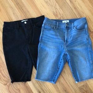 Two pairs of Madewell Roadtripper Biker Shorts size 28